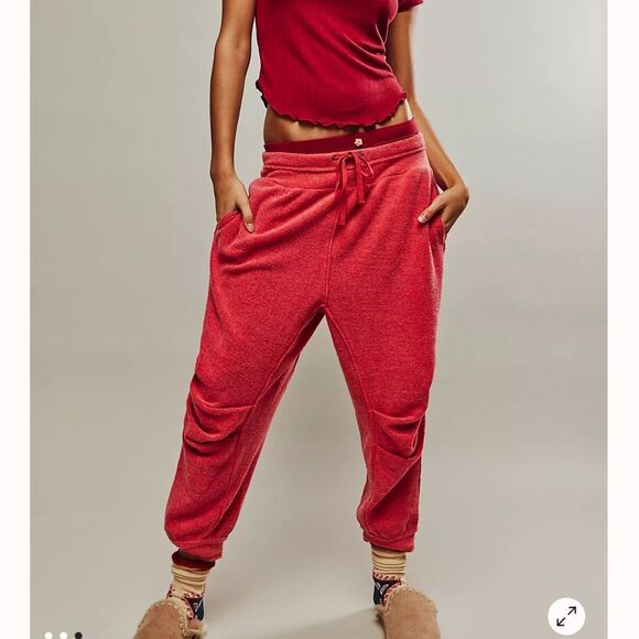 Free People Intimately Cozy Red Fleece
Jogger Pants Small Oversized - Picture 2 of 14